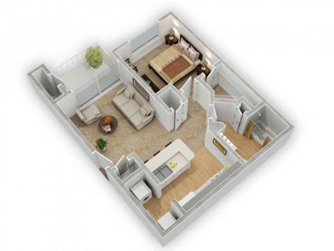 Floor plan for 1 bed, 1 bath, 654 sqft